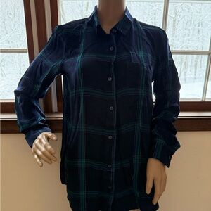Old Navy Blue and Green Plaid Button Down
